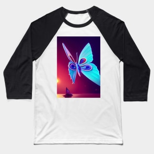 BLUE WINGED BUTTERFLY AT SUNSET Baseball T-Shirt